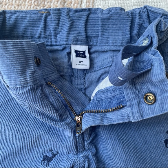 Janie & Jack Blue Corduroy Pants Embroidered Deer - Picture 4 of 4